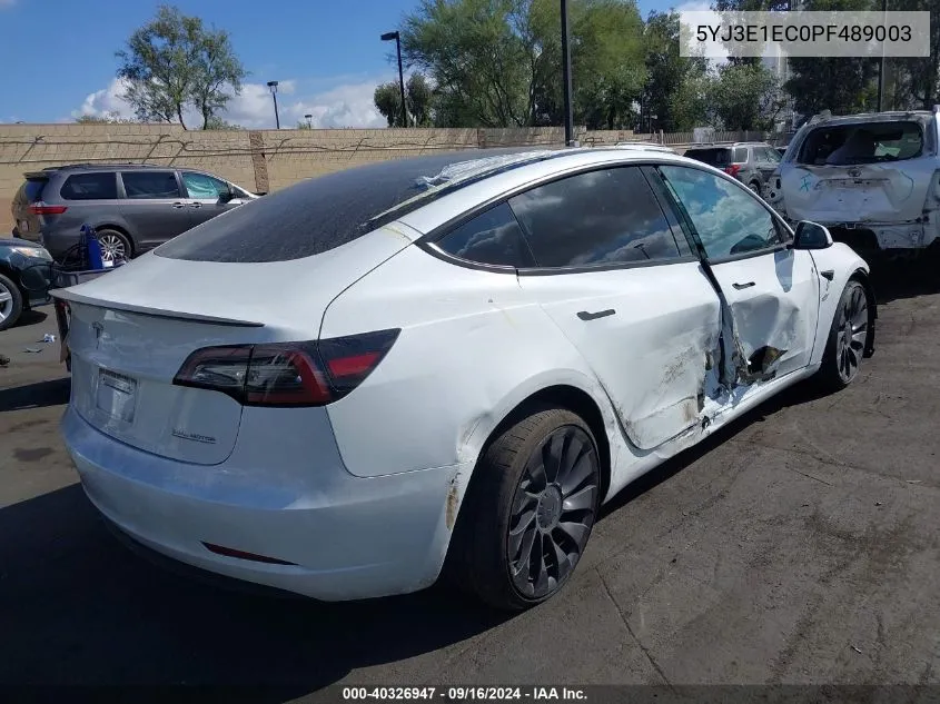 2023 Tesla Model 3 Performance Dual Motor All-Wheel Drive VIN: 5YJ3E1EC0PF489003 Lot: 40326947