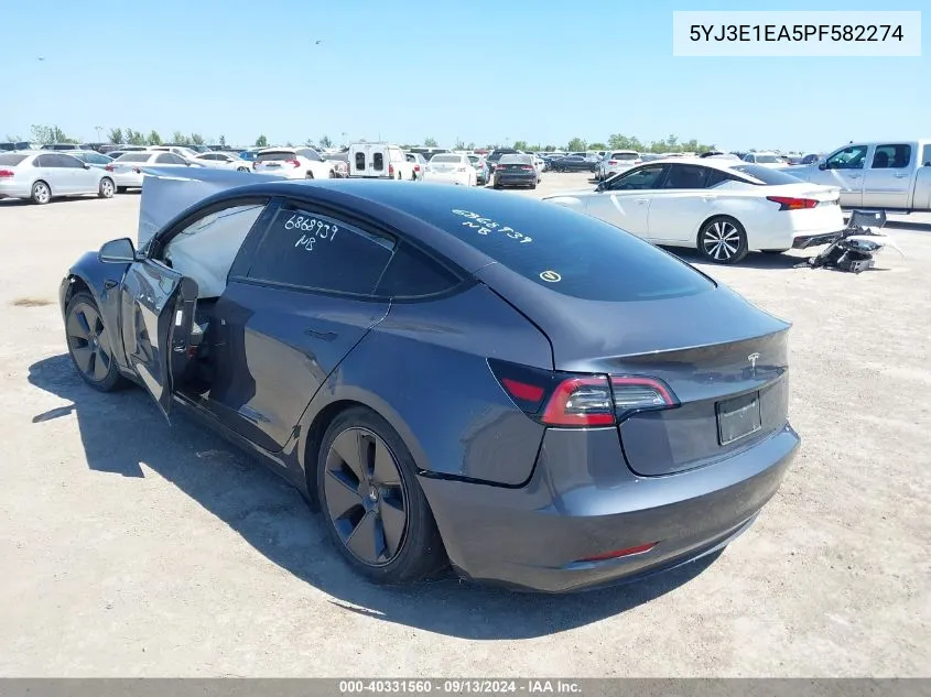 2023 Tesla Model 3 VIN: 5YJ3E1EA5PF582274 Lot: 40331560