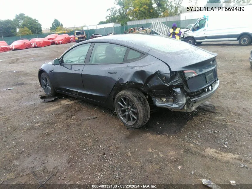 2023 Tesla Model 3 Rear-Wheel Drive VIN: 5YJ3E1EA1PF669489 Lot: 40332130