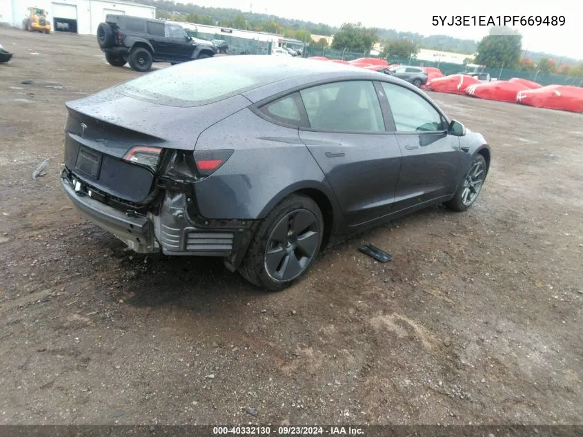 2023 Tesla Model 3 Rear-Wheel Drive VIN: 5YJ3E1EA1PF669489 Lot: 40332130