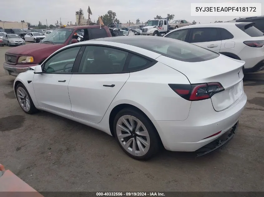 5YJ3E1EA0PF418172 2023 Tesla Model 3 Rear-Wheel Drive