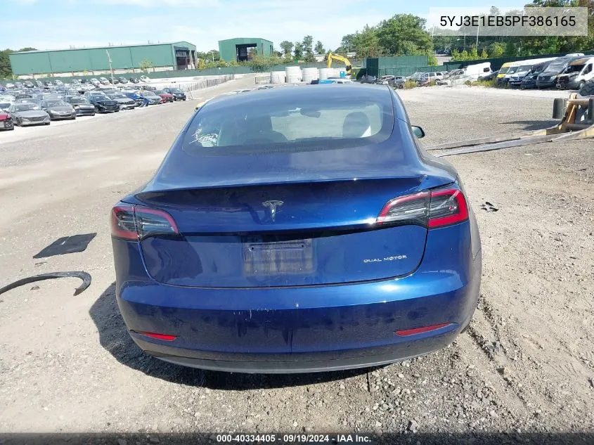 2023 Tesla Model 3 Long Range Dual Motor All-Wheel Drive VIN: 5YJ3E1EB5PF386165 Lot: 40334405