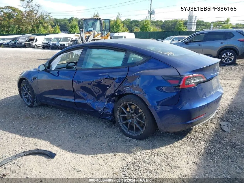 2023 Tesla Model 3 Long Range Dual Motor All-Wheel Drive VIN: 5YJ3E1EB5PF386165 Lot: 40334405