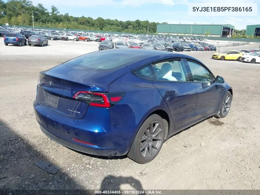 2023 Tesla Model 3 Long Range Dual Motor All-Wheel Drive VIN: 5YJ3E1EB5PF386165 Lot: 40334405