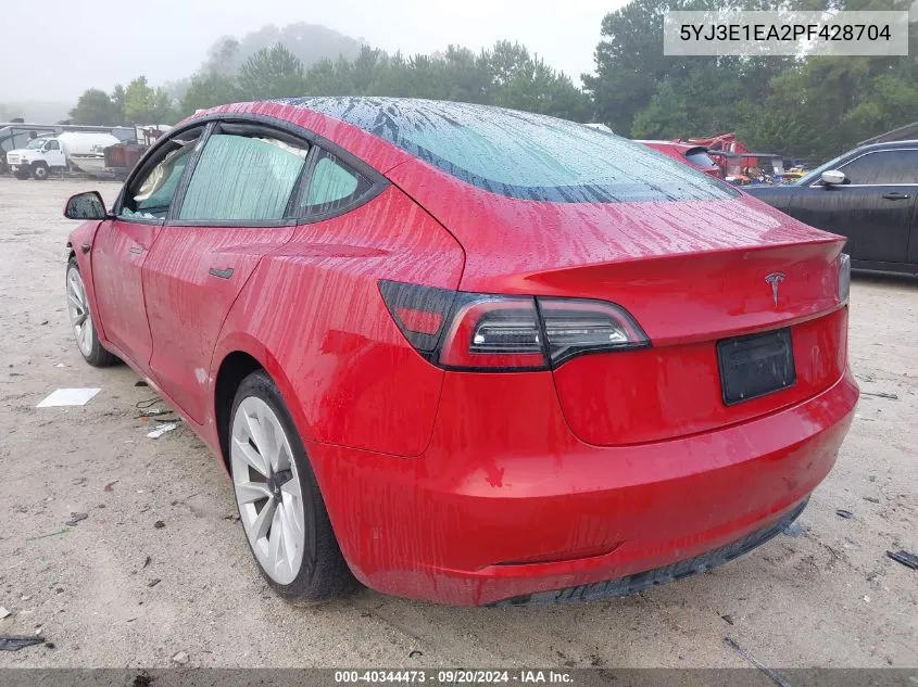 5YJ3E1EA2PF428704 2023 Tesla Model 3 Rear-Wheel Drive