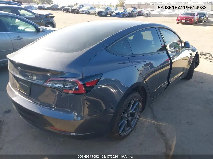 2023 Tesla Model 3 Rear-Wheel Drive VIN: 5YJ3E1EA2PF514983 Lot: 40347092