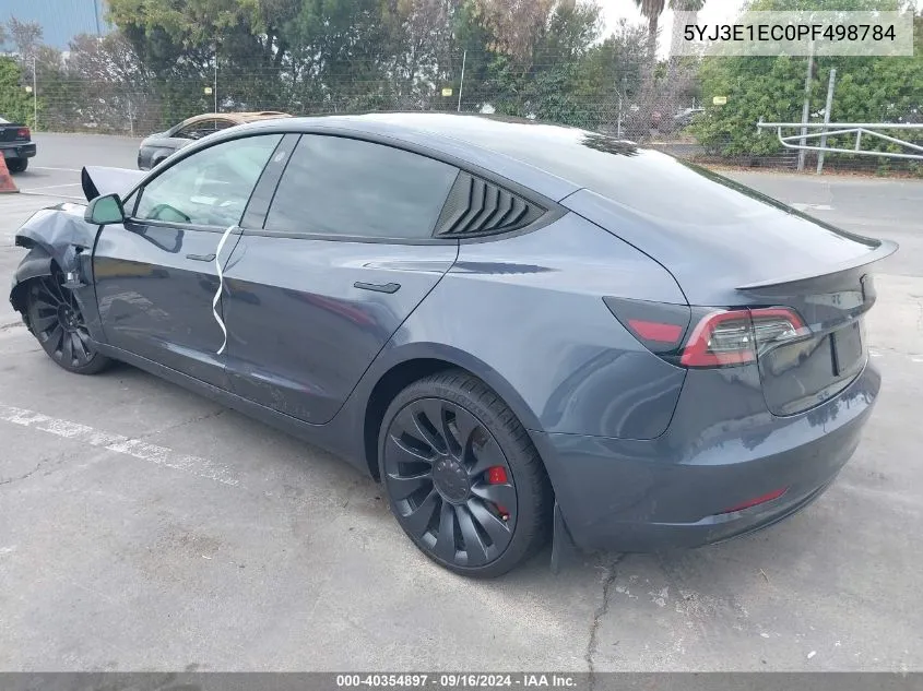 2023 Tesla Model 3 Performance Dual Motor All-Wheel Drive VIN: 5YJ3E1EC0PF498784 Lot: 40354897