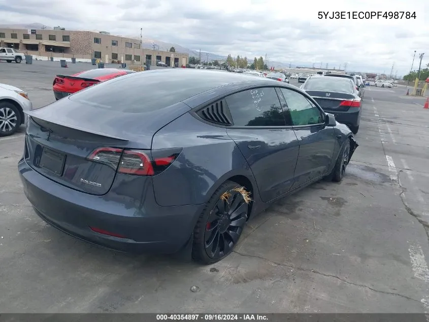 2023 Tesla Model 3 Performance Dual Motor All-Wheel Drive VIN: 5YJ3E1EC0PF498784 Lot: 40354897