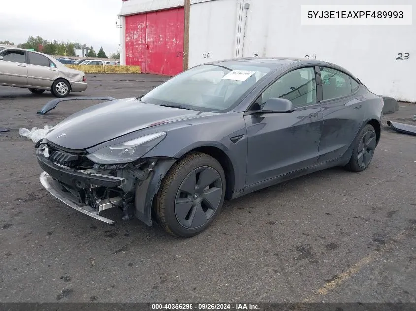 2023 Tesla Model 3 Rear-Wheel Drive VIN: 5YJ3E1EAXPF489993 Lot: 40356295