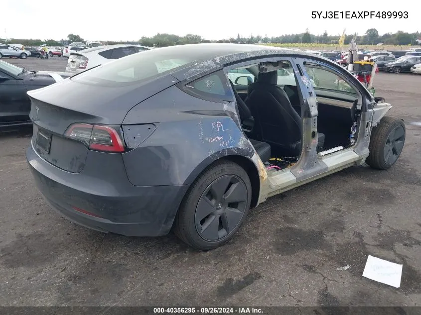 2023 Tesla Model 3 Rear-Wheel Drive VIN: 5YJ3E1EAXPF489993 Lot: 40356295