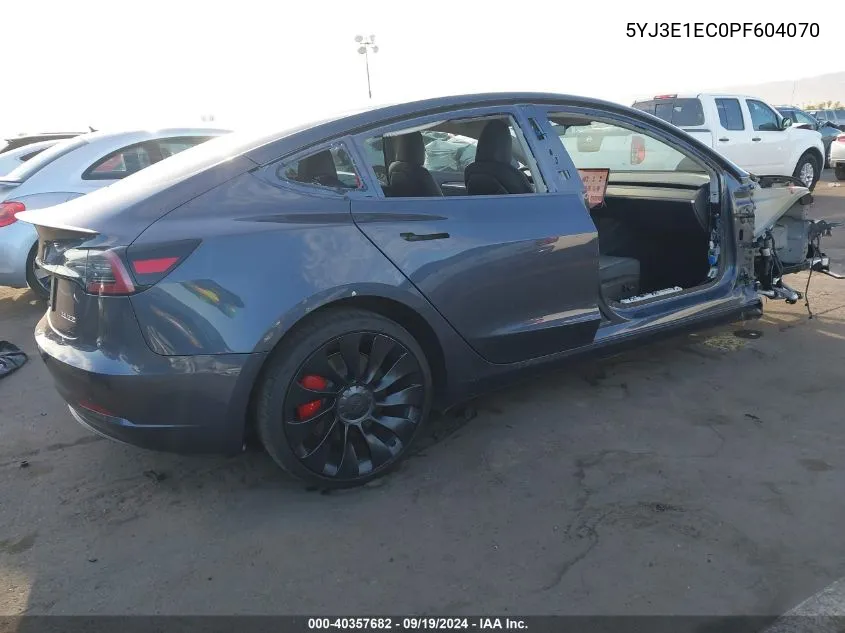 2023 Tesla Model 3 Performance Dual Motor All-Wheel Drive VIN: 5YJ3E1EC0PF604070 Lot: 40357682