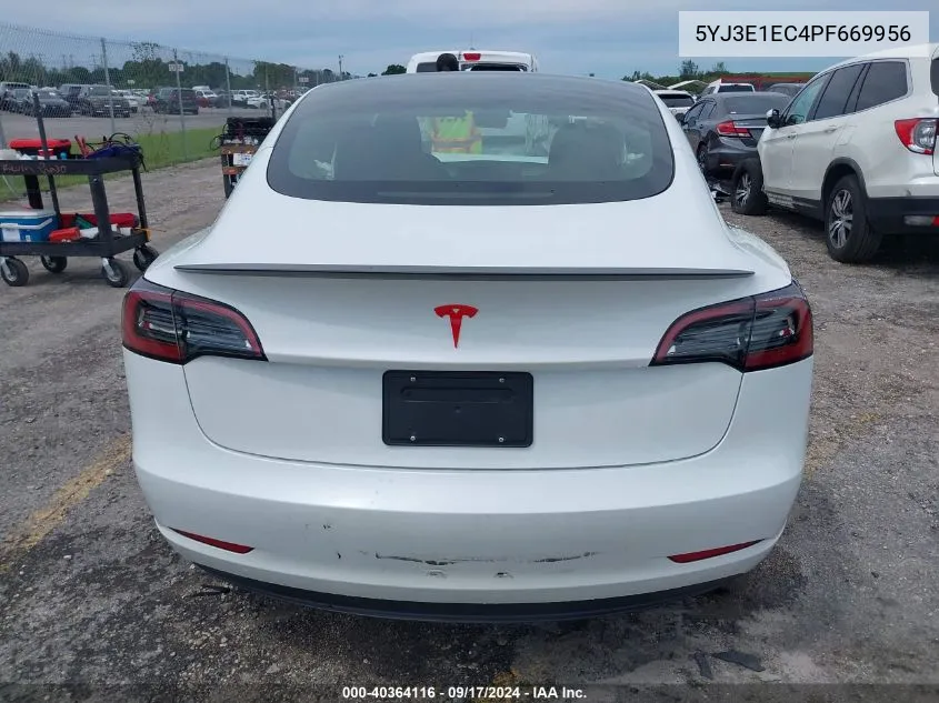 2023 Tesla Model 3 Performance Dual Motor All-Wheel Drive VIN: 5YJ3E1EC4PF669956 Lot: 40364116