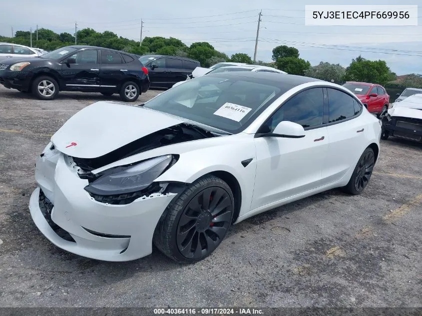 2023 Tesla Model 3 Performance Dual Motor All-Wheel Drive VIN: 5YJ3E1EC4PF669956 Lot: 40364116