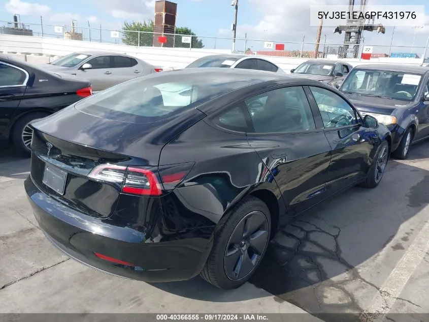 2023 Tesla Model 3 Rear-Wheel Drive VIN: 5YJ3E1EA6PF431976 Lot: 40366555