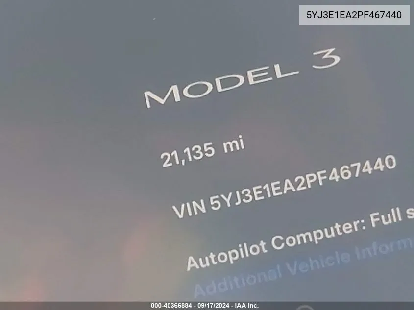 5YJ3E1EA2PF467440 2023 Tesla Model 3