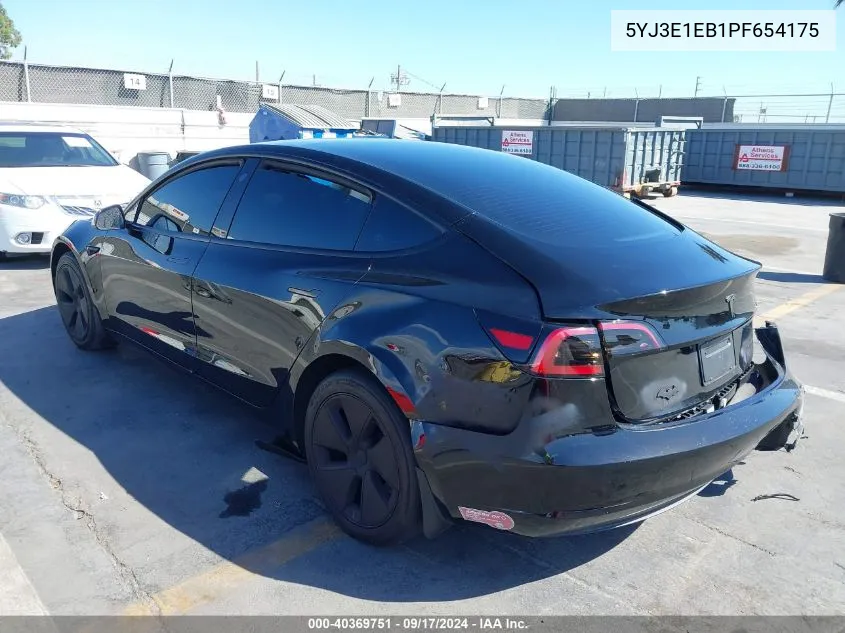 2023 Tesla Model 3 Long Range Dual Motor All-Wheel Drive VIN: 5YJ3E1EB1PF654175 Lot: 40369751