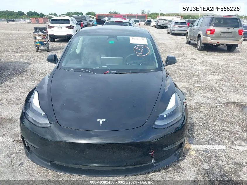 2023 Tesla Model 3 Rear-Wheel Drive VIN: 5YJ3E1EA2PF566226 Lot: 40382458