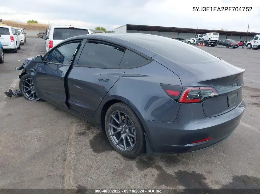 5YJ3E1EA2PF704752 2023 Tesla Model 3 Rear-Wheel Drive