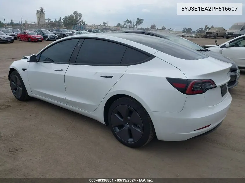 2023 Tesla Model 3 Rear-Wheel Drive VIN: 5YJ3E1EA2PF616607 Lot: 40396801