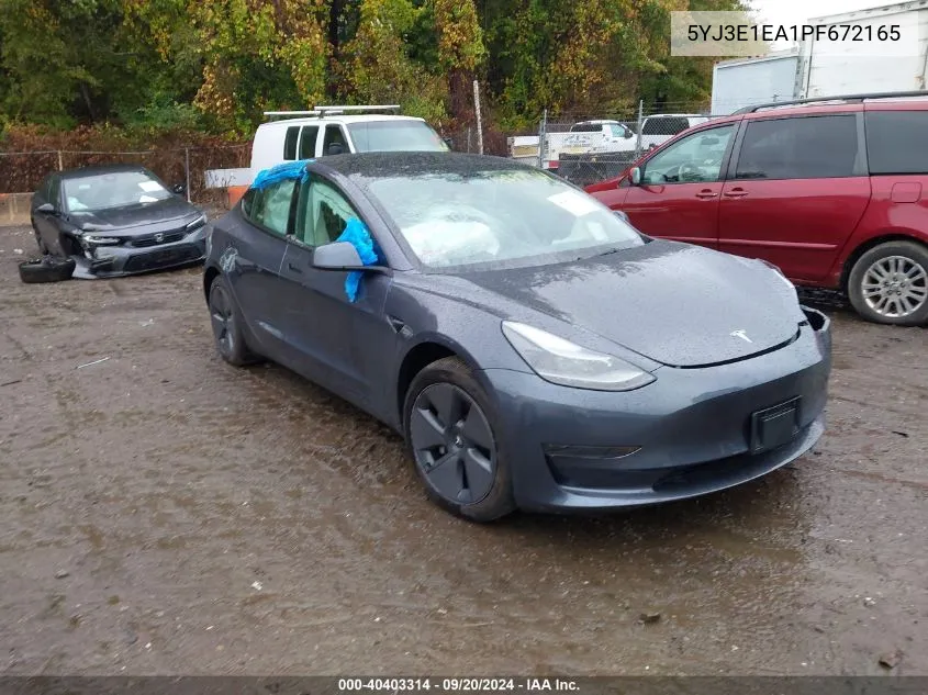 2023 Tesla Model 3 Rear-Wheel Drive VIN: 5YJ3E1EA1PF672165 Lot: 40403314