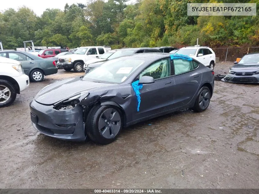 2023 Tesla Model 3 Rear-Wheel Drive VIN: 5YJ3E1EA1PF672165 Lot: 40403314