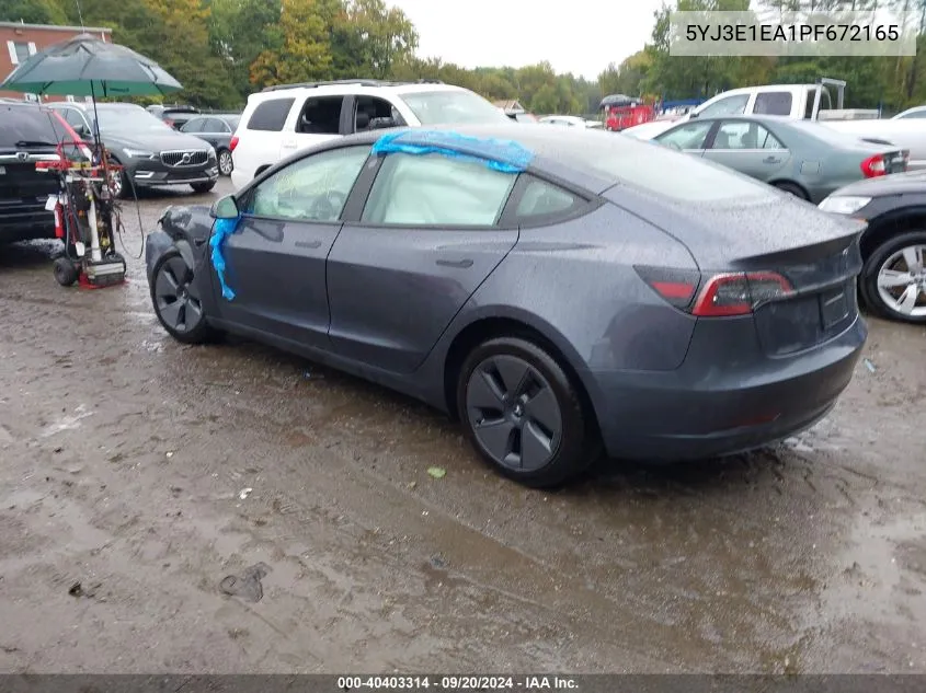 2023 Tesla Model 3 Rear-Wheel Drive VIN: 5YJ3E1EA1PF672165 Lot: 40403314