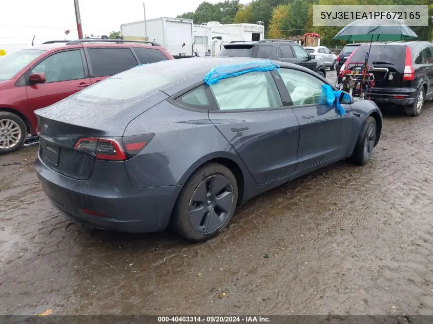 2023 Tesla Model 3 Rear-Wheel Drive VIN: 5YJ3E1EA1PF672165 Lot: 40403314