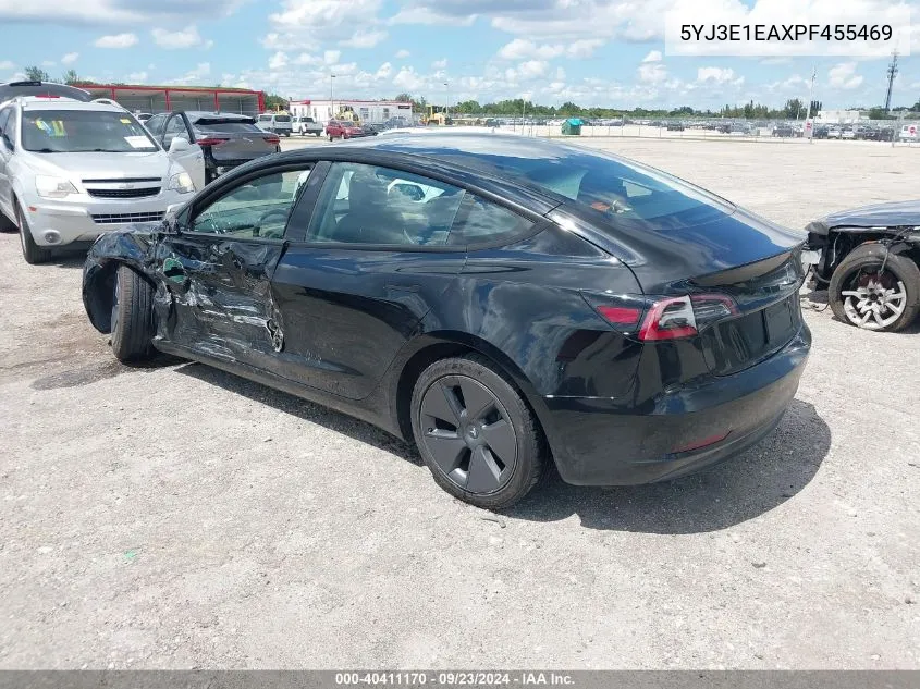 2023 Tesla Model 3 Rear-Wheel Drive VIN: 5YJ3E1EAXPF455469 Lot: 40411170