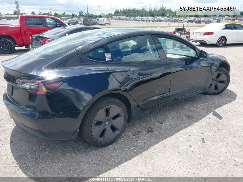 2023 Tesla Model 3 Rear-Wheel Drive VIN: 5YJ3E1EAXPF455469 Lot: 40411170