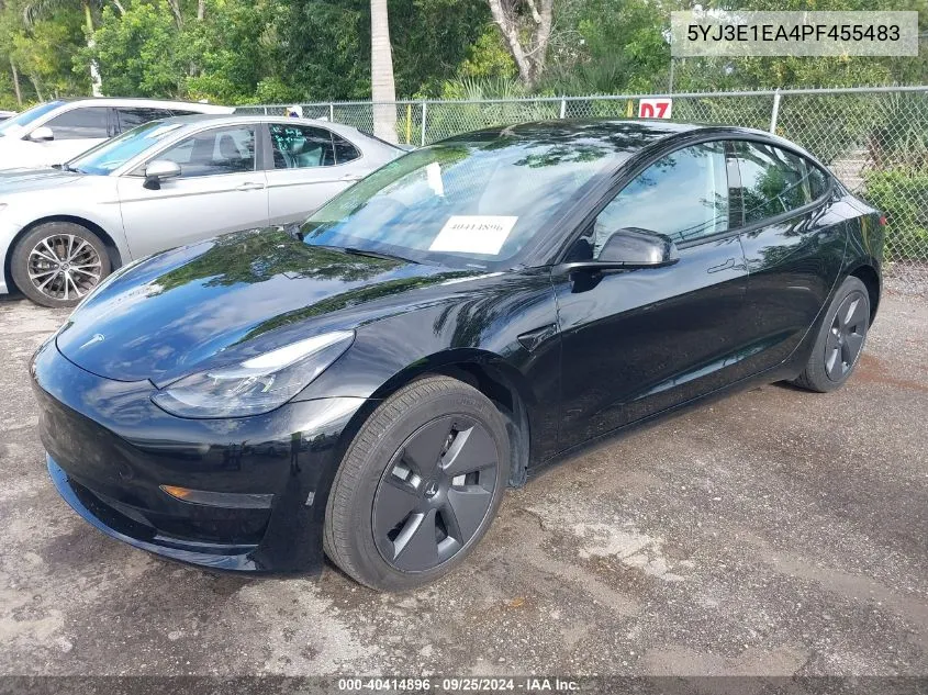 2023 Tesla Model 3 Rear-Wheel Drive VIN: 5YJ3E1EA4PF455483 Lot: 40414896