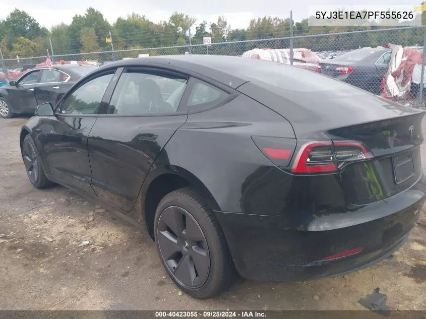 2023 Tesla Model 3 Rear-Wheel Drive VIN: 5YJ3E1EA7PF555626 Lot: 40423055