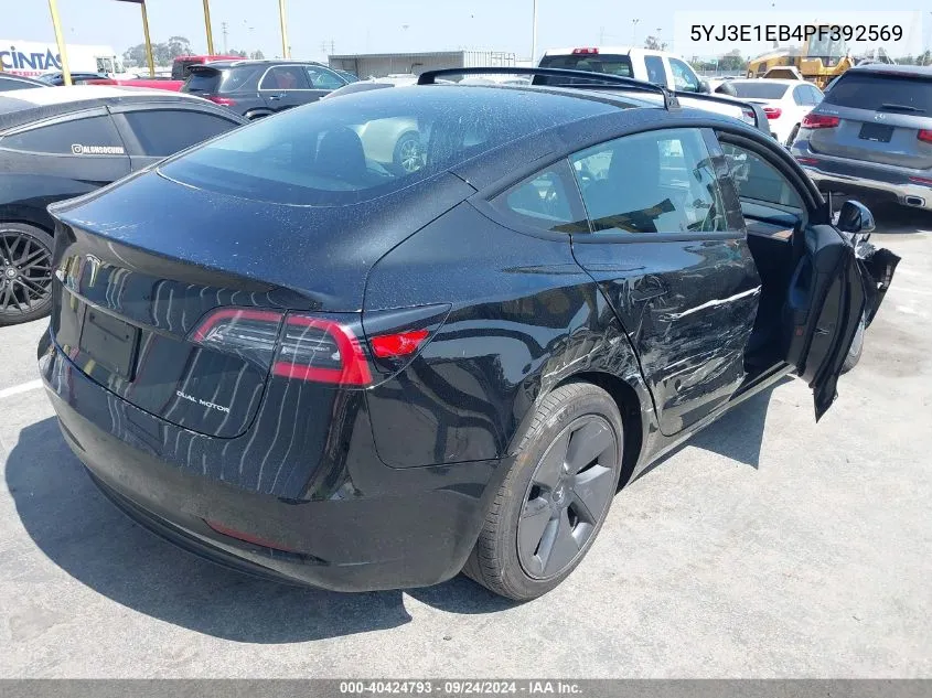 2023 Tesla Model 3 Long Range Dual Motor All-Wheel Drive VIN: 5YJ3E1EB4PF392569 Lot: 40424793