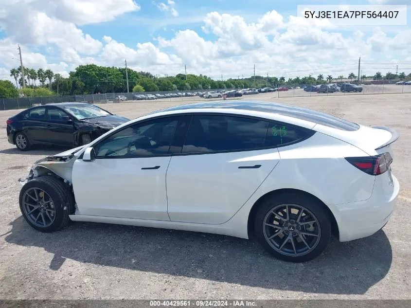 2023 Tesla Model 3 Rear-Wheel Drive VIN: 5YJ3E1EA7PF564407 Lot: 40429561