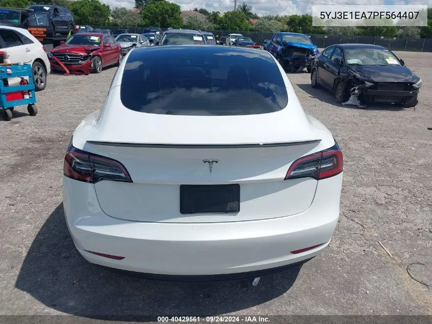 2023 Tesla Model 3 Rear-Wheel Drive VIN: 5YJ3E1EA7PF564407 Lot: 40429561