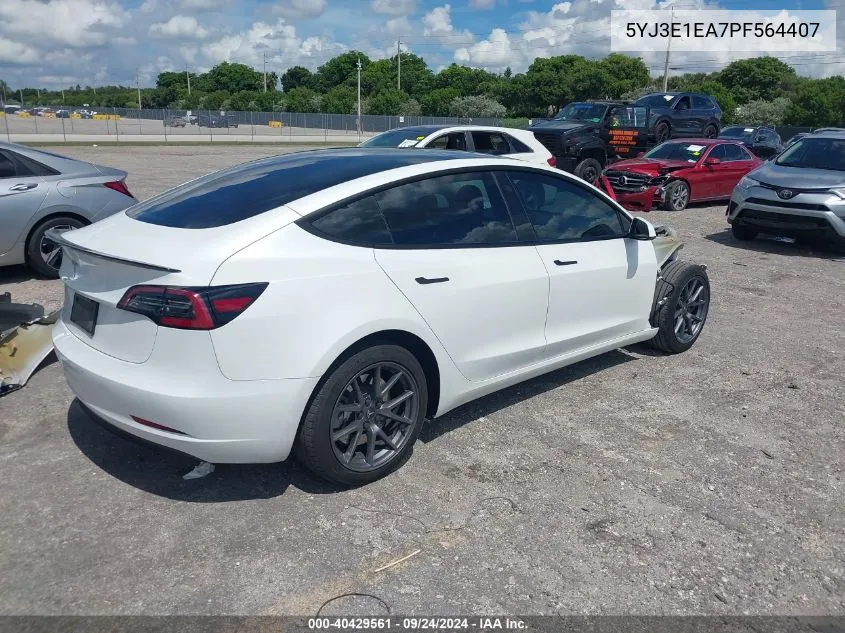 2023 Tesla Model 3 Rear-Wheel Drive VIN: 5YJ3E1EA7PF564407 Lot: 40429561