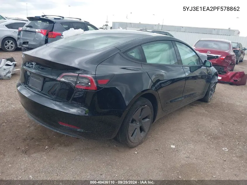 2023 Tesla Model 3 Rear-Wheel Drive VIN: 5YJ3E1EA2PF578862 Lot: 40436110