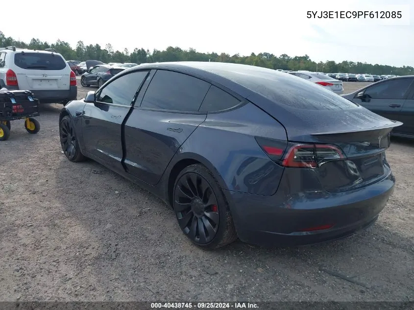 2023 Tesla Model 3 Performance Dual Motor All-Wheel Drive VIN: 5YJ3E1EC9PF612085 Lot: 40438745