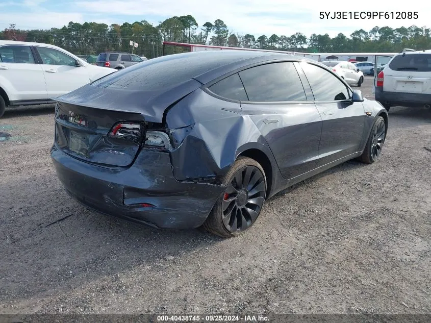 2023 Tesla Model 3 Performance Dual Motor All-Wheel Drive VIN: 5YJ3E1EC9PF612085 Lot: 40438745