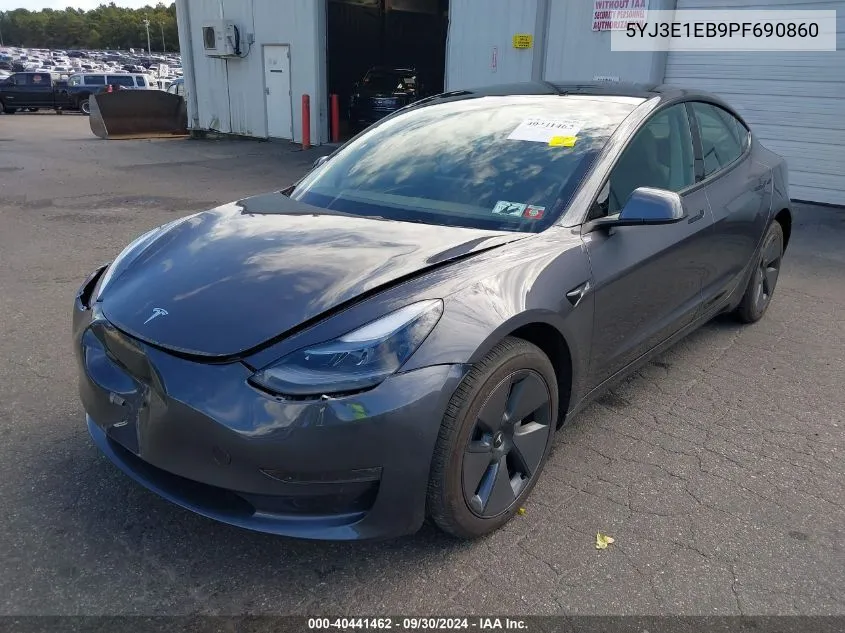 2023 Tesla Model 3 Long Range Dual Motor All-Wheel Drive VIN: 5YJ3E1EB9PF690860 Lot: 40441462