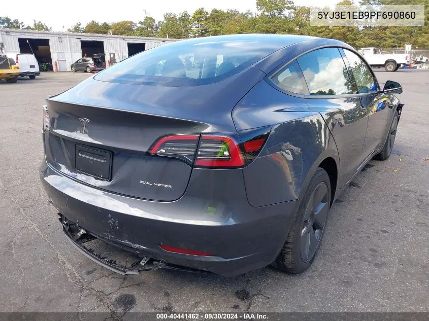 2023 Tesla Model 3 Long Range Dual Motor All-Wheel Drive VIN: 5YJ3E1EB9PF690860 Lot: 40441462