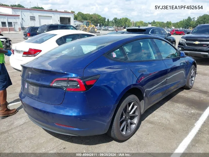 2023 Tesla Model 3 Rear-Wheel Drive VIN: 5YJ3E1EA1PF452654 Lot: 40442611