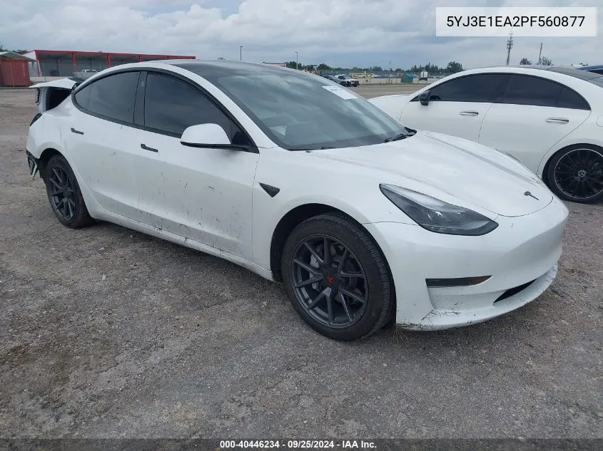 2023 Tesla Model 3 Rear-Wheel Drive VIN: 5YJ3E1EA2PF560877 Lot: 40446234