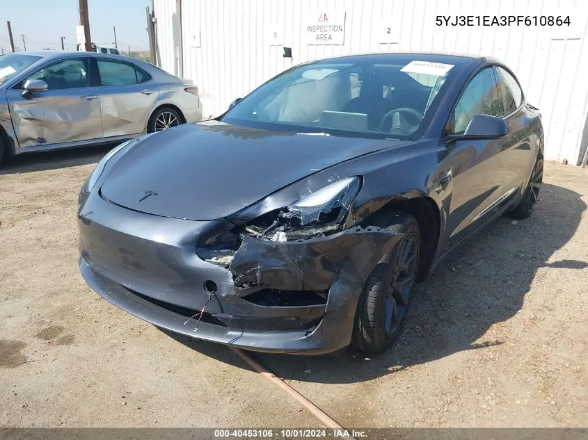 2023 Tesla Model 3 VIN: 5YJ3E1EA3PF610864 Lot: 40453106