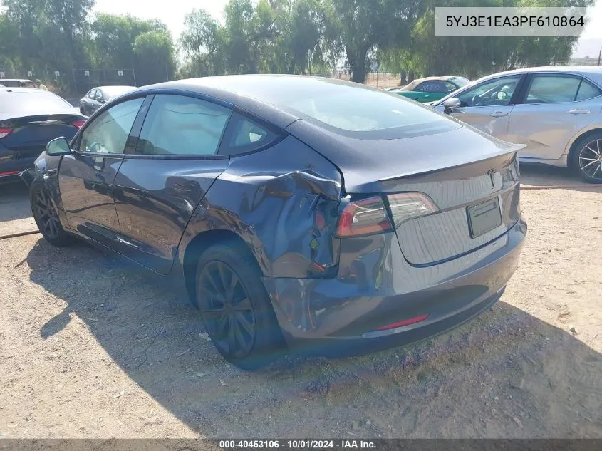 5YJ3E1EA3PF610864 2023 Tesla Model 3