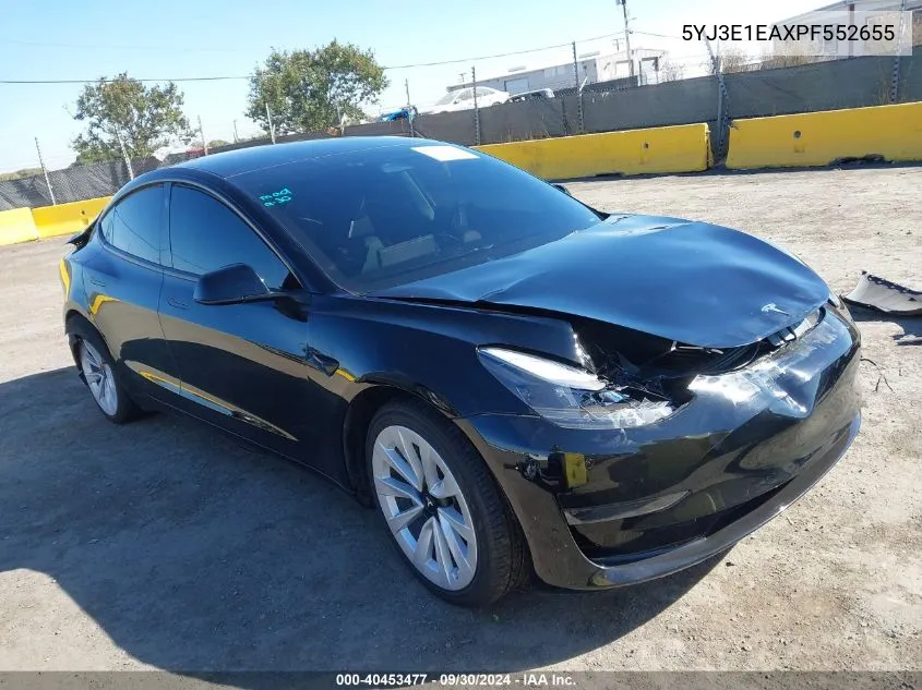 2023 Tesla Model 3 VIN: 5YJ3E1EAXPF552655 Lot: 40453477