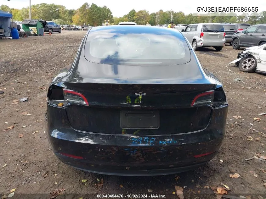 2023 Tesla Model 3 Rear-Wheel Drive VIN: 5YJ3E1EA0PF686655 Lot: 40454476