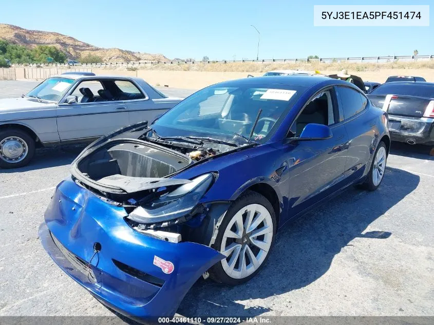 5YJ3E1EA5PF451474 2023 Tesla Model 3 Rear-Wheel Drive