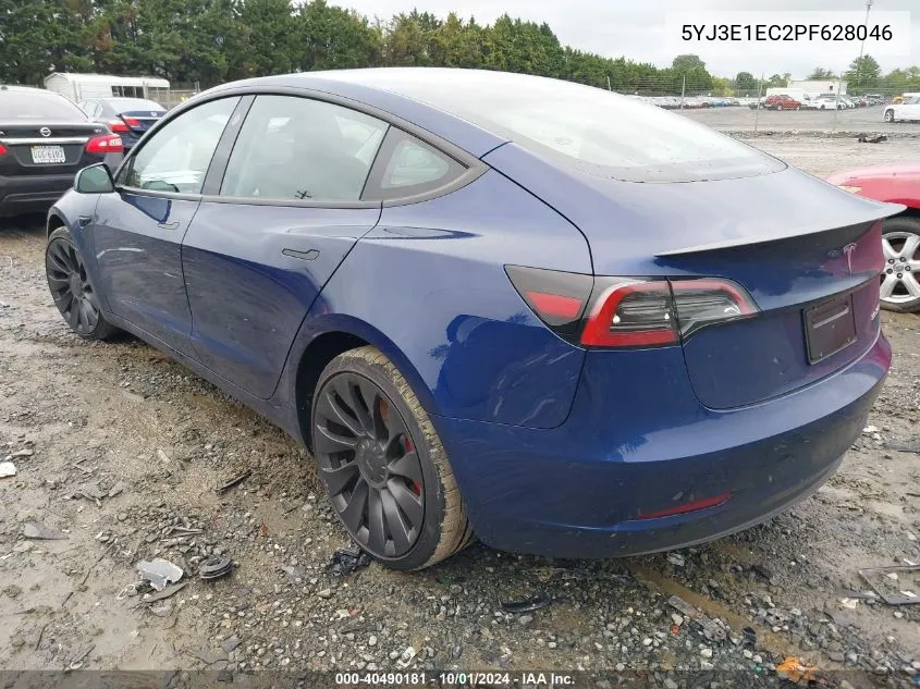 2023 Tesla Model 3 Performance Dual Motor All-Wheel Drive VIN: 5YJ3E1EC2PF628046 Lot: 40490181