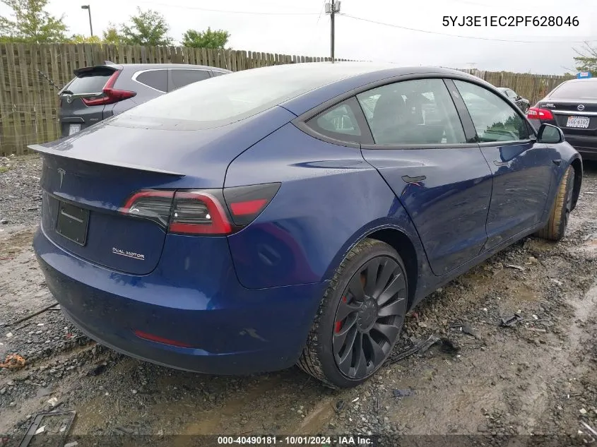 2023 Tesla Model 3 Performance Dual Motor All-Wheel Drive VIN: 5YJ3E1EC2PF628046 Lot: 40490181