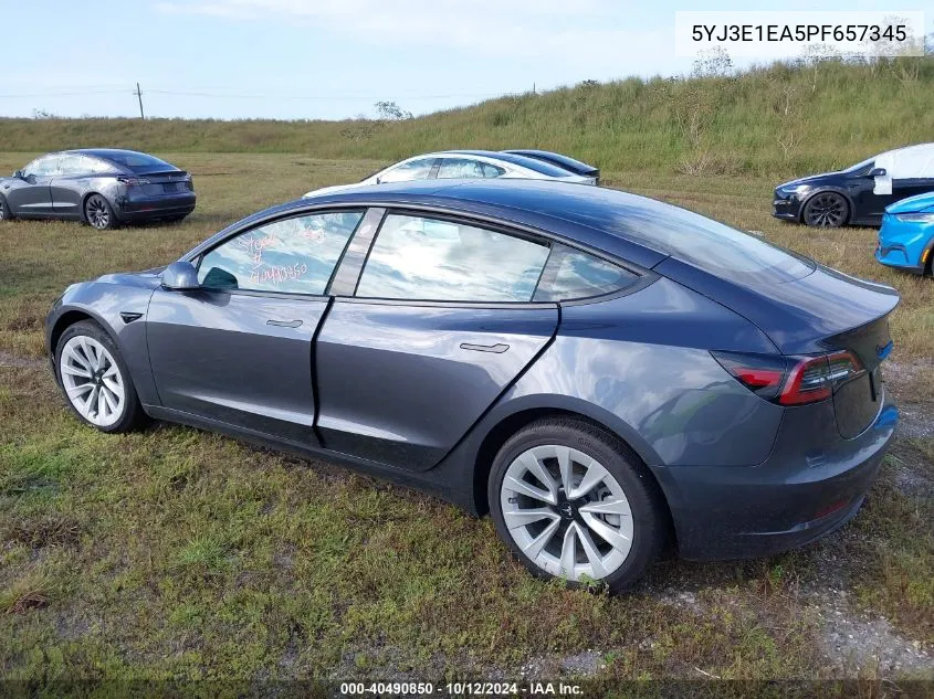 2023 Tesla Model 3 VIN: 5YJ3E1EA5PF657345 Lot: 40490850